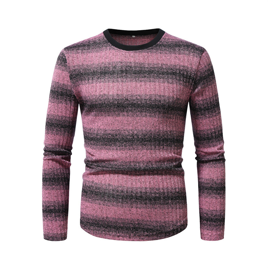 Herren Slim-Fit Feinstrick-Pullover mit horizontalem Farbverlauf und geripptem Strukturmix Nord Taschen
