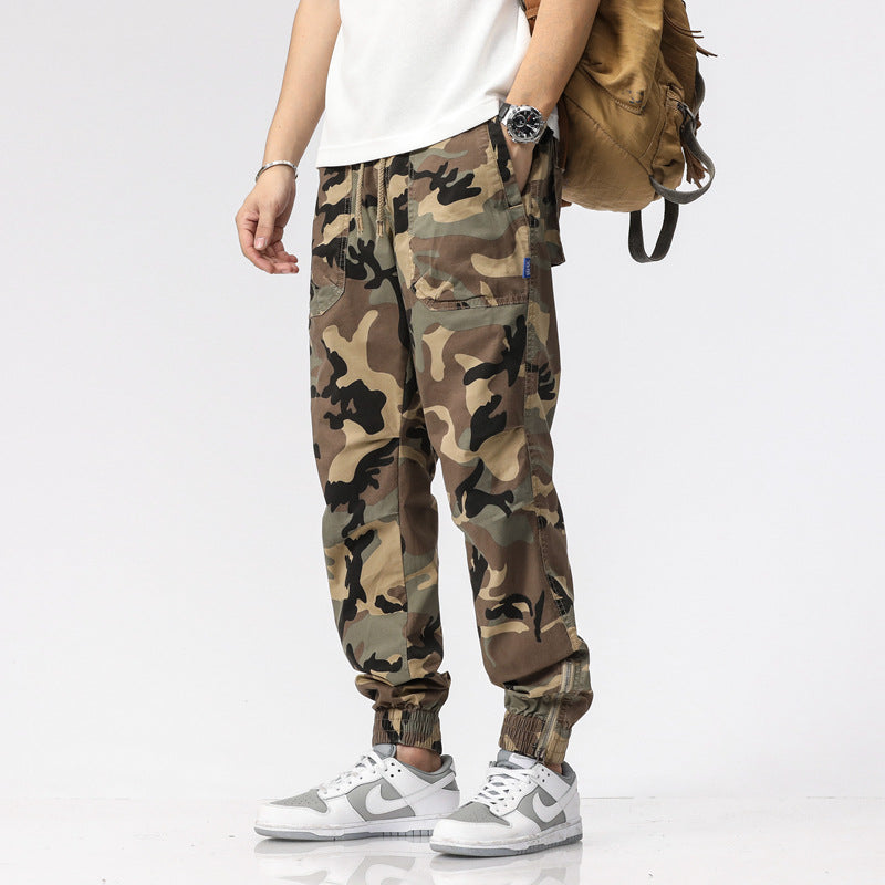 Herren Camouflage-Cargo-Joggerhose mit Tunnelzug, Mehrfachtaschen und gerippten Beinabschlüssen Nord Taschen