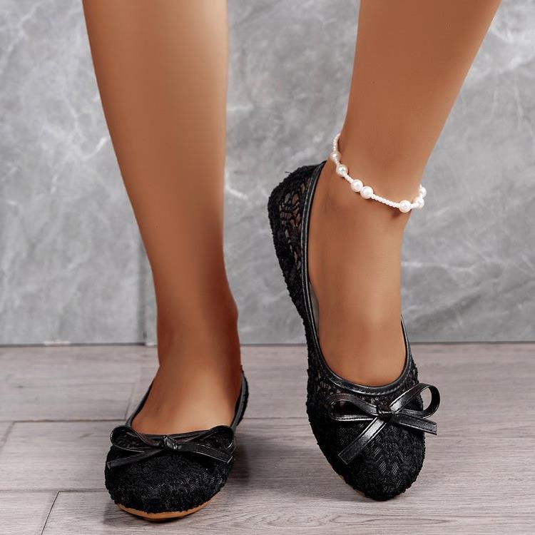Damen Ballerinas mit filigranem Spitzen-Design und zarter Schleifen-Applikation