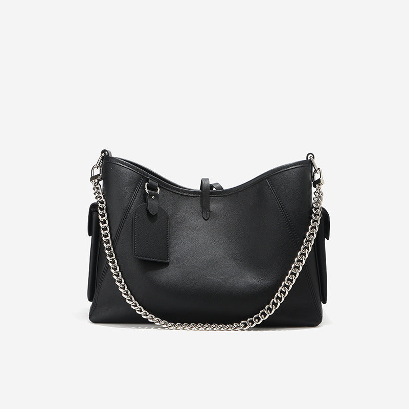 Damen Schultertasche aus hochwertigem Leder mit stilvollem Kettenschulterriemen Nord Taschen