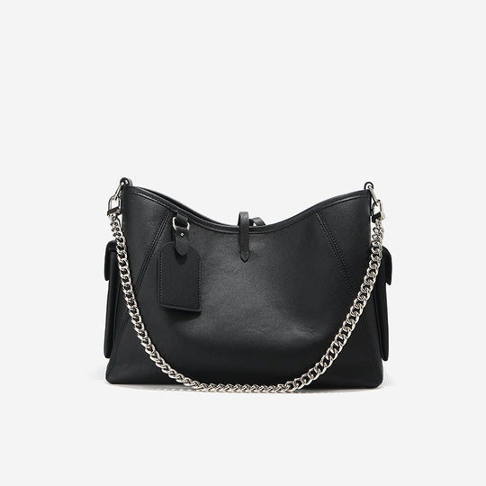 Damen Schultertasche aus hochwertigem Leder mit stilvollem Kettenschulterriemen Nord Taschen
