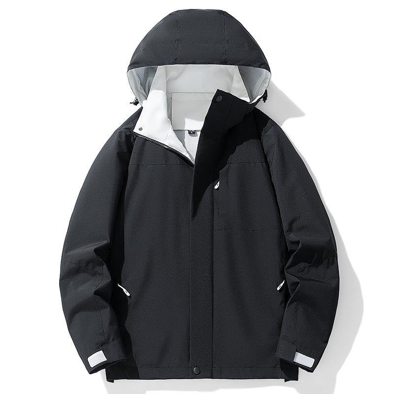 Herren Dreilagige wasserabweisende Kapuzen‑Outdoorjacke mit Mesh‑Futter und verdecktem Reißverschluss Nord Taschen