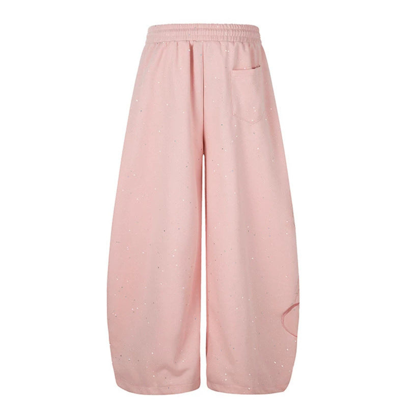Damen Extraweite Palazzo-Sweathose mit Komfortbund und Glitzer-Detail Nord Taschen