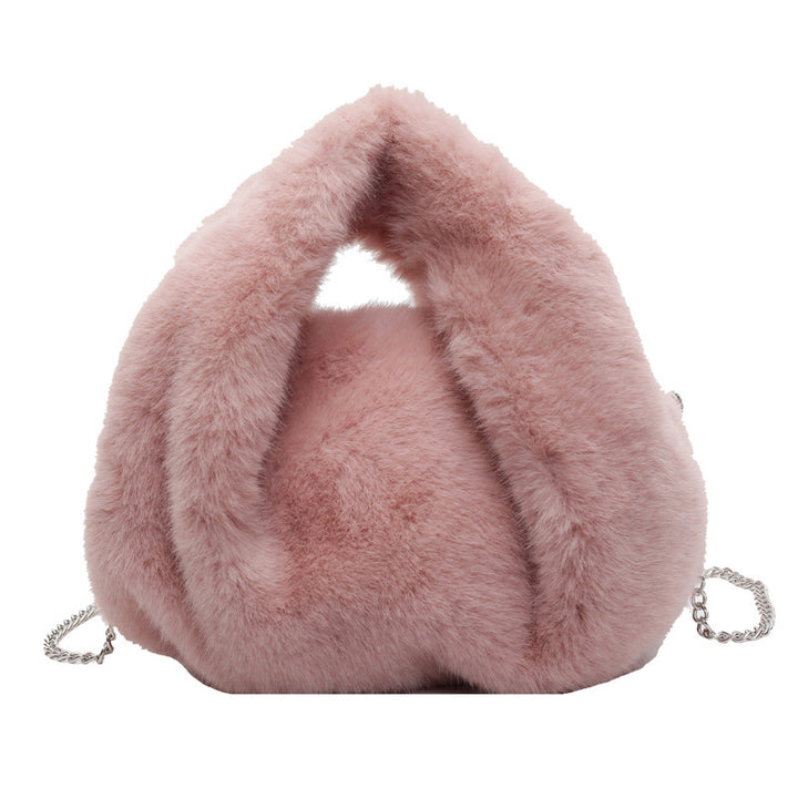 Damen Hobo-Tasche aus weichem Plüsch mit elegantem Kettenakzent Nord Taschen