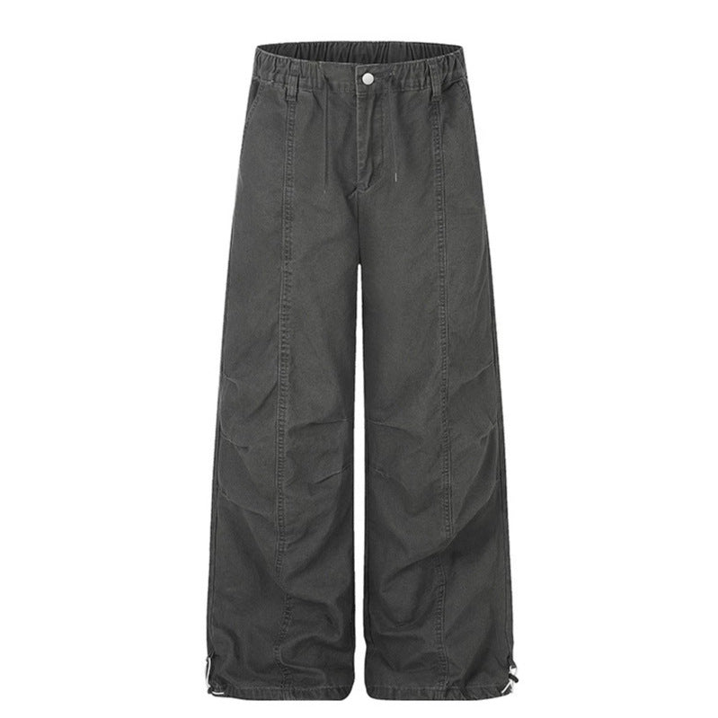 Damen Weite Canvas-Cargo-Palazzo-Hose mit elastischem Komfortbund und verstellbarem Saum Nord Taschen