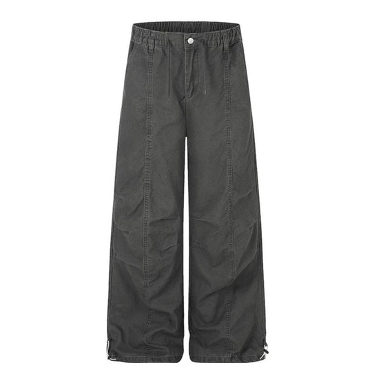 Damen Weite Canvas-Cargo-Palazzo-Hose mit elastischem Komfortbund und verstellbarem Saum Nord Taschen