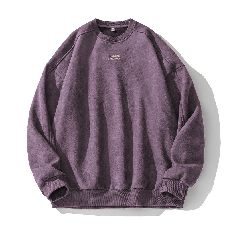 Unisex Oversize Rundhals-Sweatshirt mit minimalistischer Bergstickerei Nord Taschen