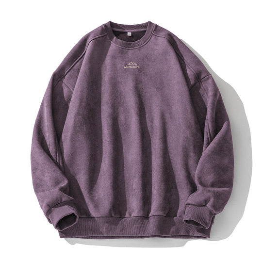 Unisex Oversize Rundhals-Sweatshirt mit minimalistischer Bergstickerei Nord Taschen