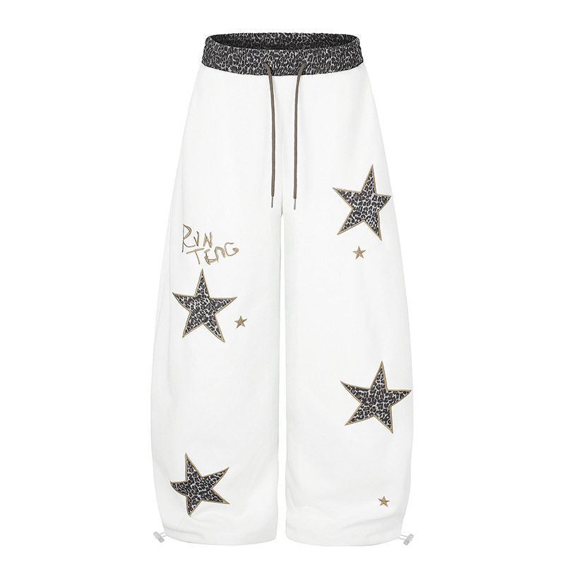 Damen Extraweite Palazzo‑Sweathose mit Leo‑Taille, Stern‑Applikationen und Kordelzug Nord Taschen