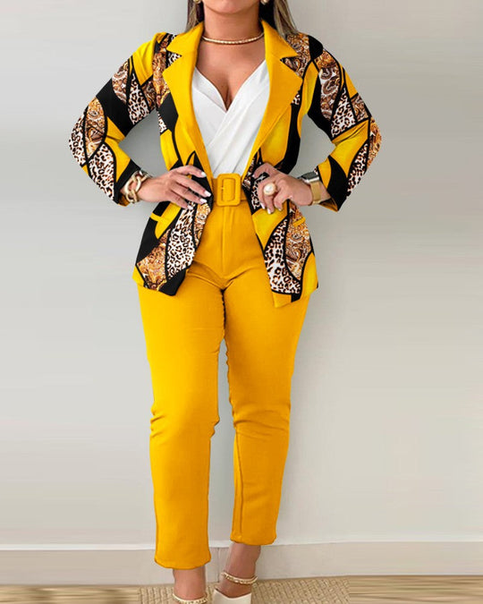 Damen Blazer-Set mit figurbetontem Schnitt und modischem Leopardenmuster Nord Taschen