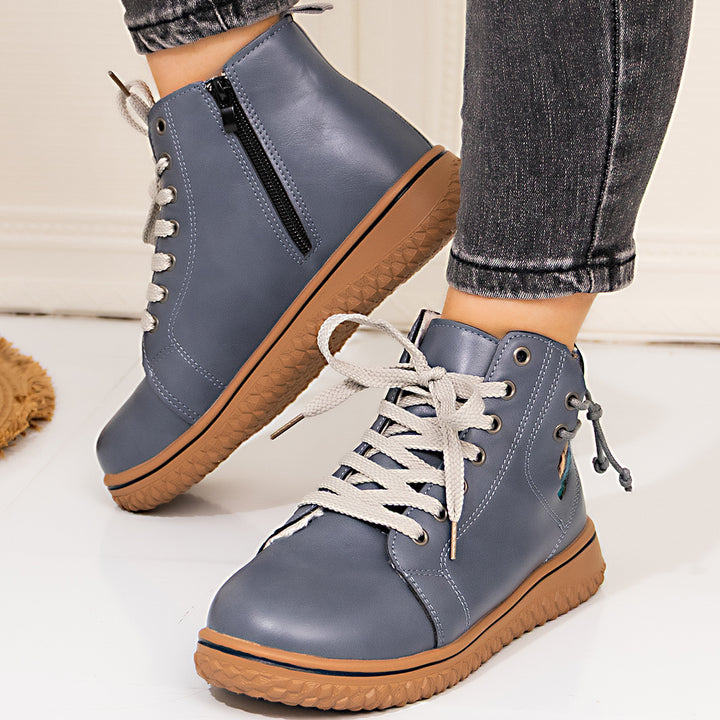 Damen nan gefütterte Schnür-Stiefelette mit seitlichem Reißverschluss und profilierter Gummisohle Nord Taschen