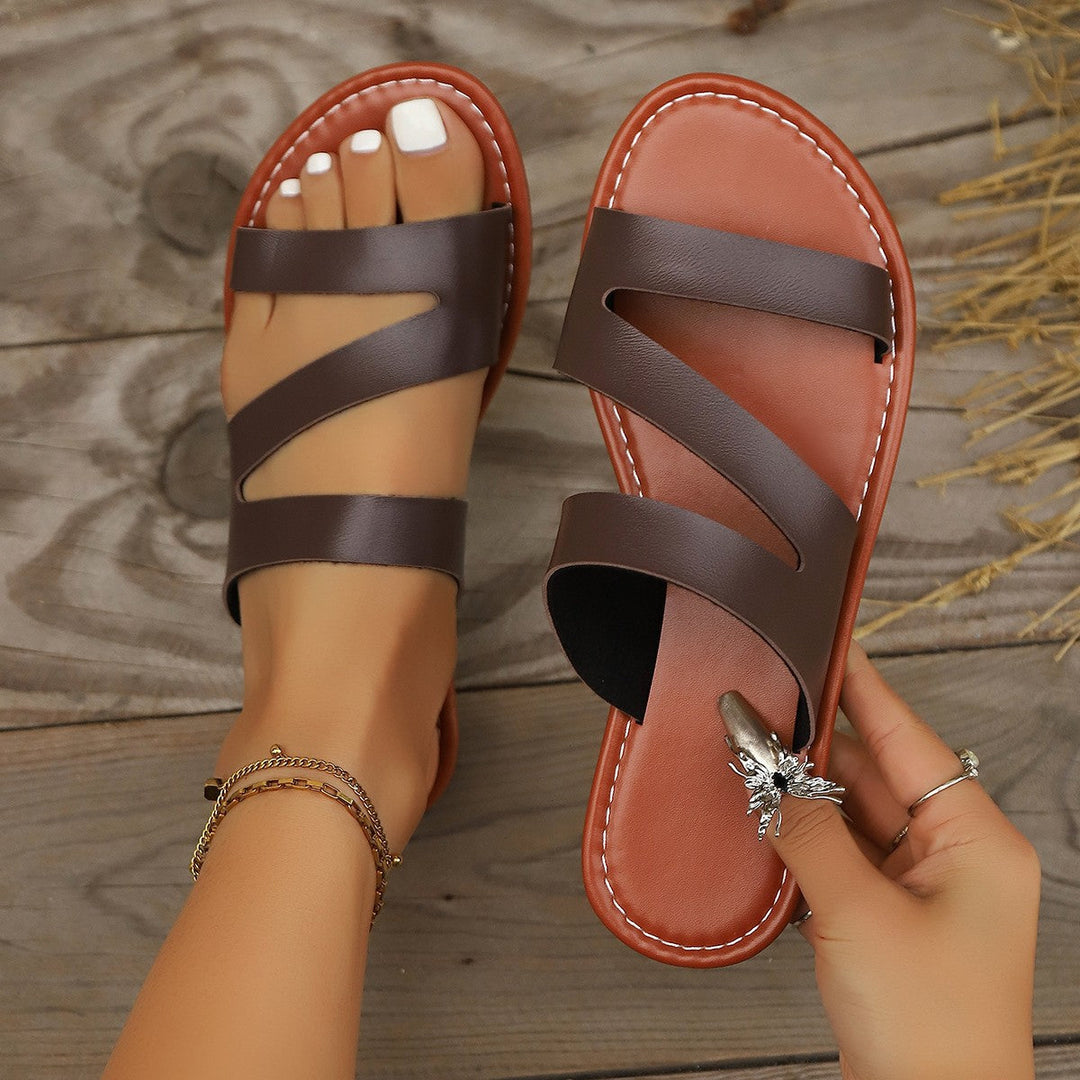 Damen Flache Freizeit-Sandalen mit komfortablem Kreuzriemen-Design Nord Taschen