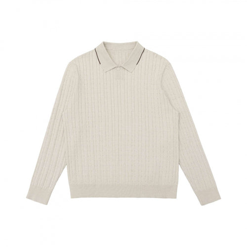 Herren Polokragen-Strickpullover mit Zopfmuster und feiner Knopfleiste Nord Taschen