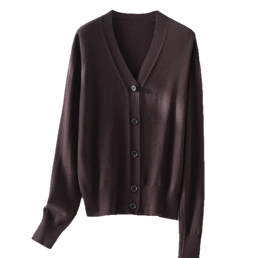 Damen Feiner V-Ausschnitt Cardigan mit Knopfleiste und geripptem Saum Nord Taschen