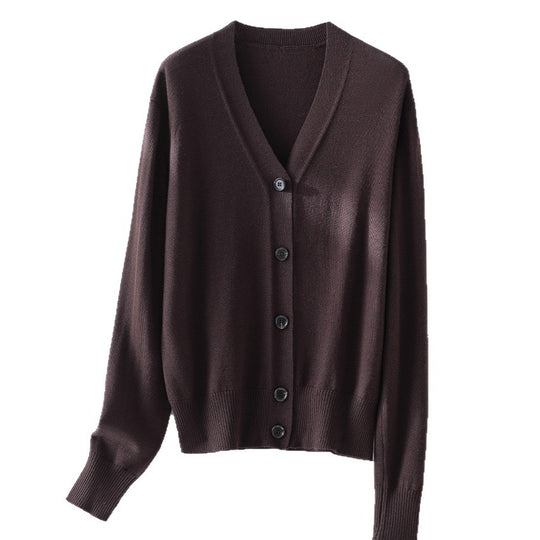 Damen Feiner V-Ausschnitt Cardigan mit Knopfleiste und geripptem Saum Nord Taschen