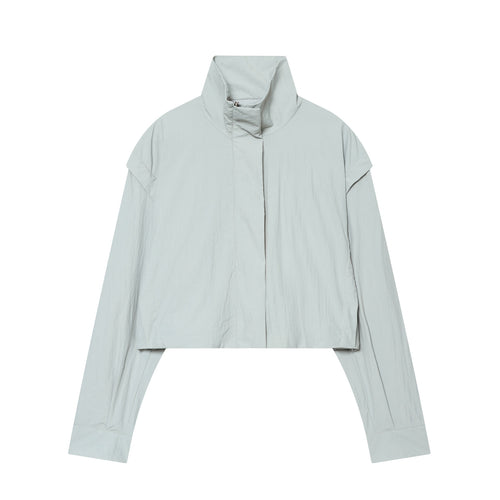 Damen Gekürzte technische Stehkragenjacke mit verdeckter Front Nord Taschen