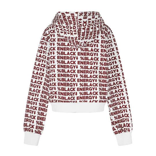 Damen kurze Zip-Kapuzenjacke mit Allover-Logoprint und elastischem Rippenbund Nord Taschen
