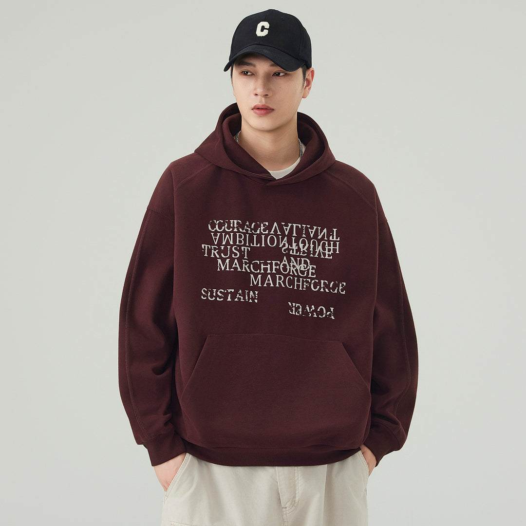 Herren Oversize Kapuzenpullover mit Statement-Print und Kängurutasche Nord Taschen
