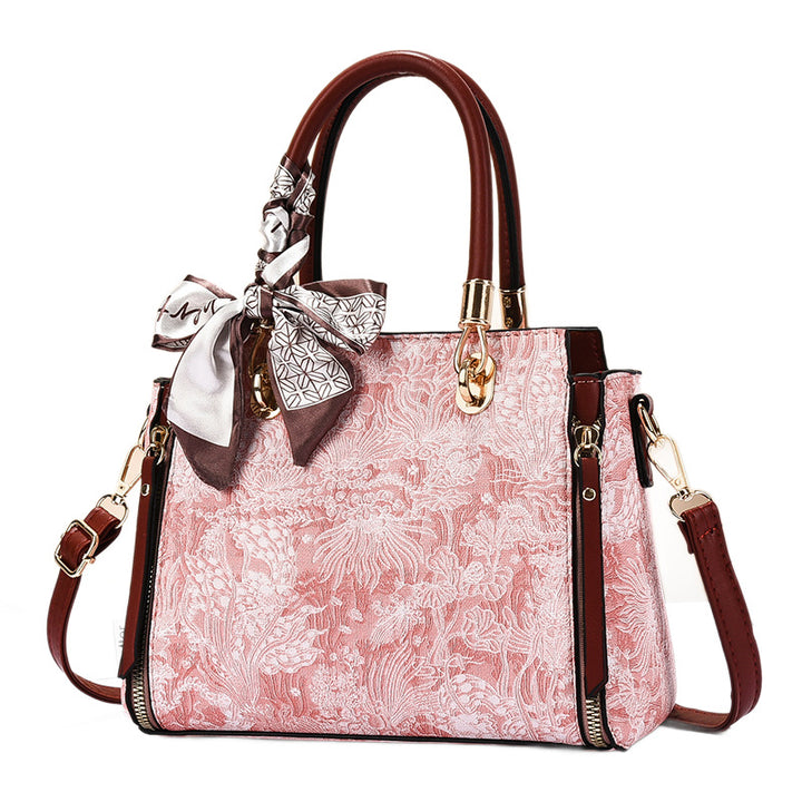 Damen eleganter Shopper mit floralem Muster und modischem Schal Nord Taschen