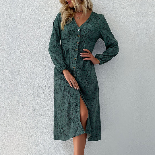 Damen Elegantes Knielanges Kleid mit Knopfverschluss Nord Taschen