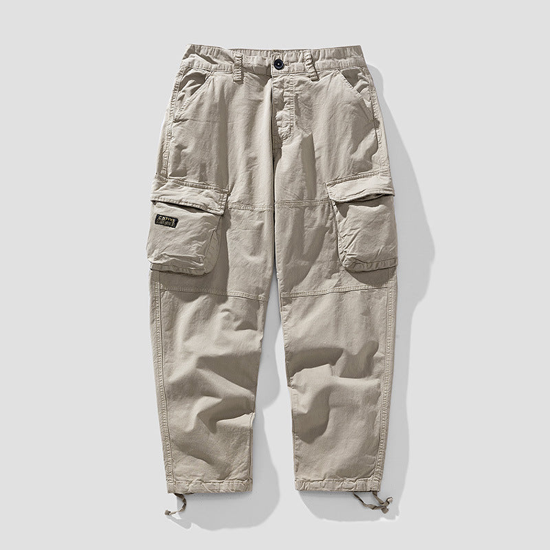 Herren Cargo‑Hose im Utility‑Workwear‑Stil mit großen Klappentaschen, Kniepaneelen und Kordelabschluss Nord Taschen