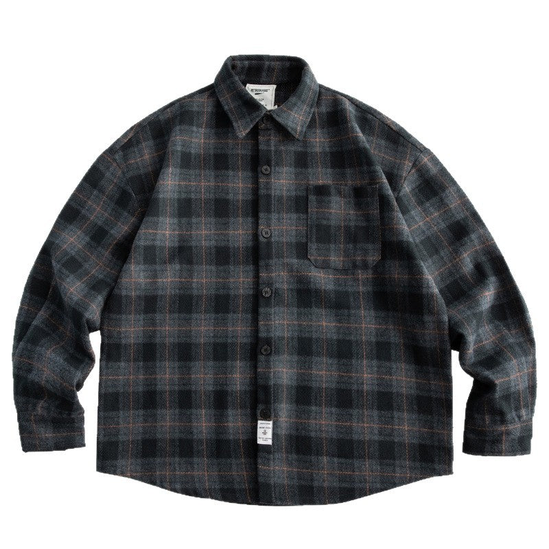 Herren Kariertes Overshirt‑Hemdjacke im Boxy‑Relaxed‑Schnitt Nord Taschen