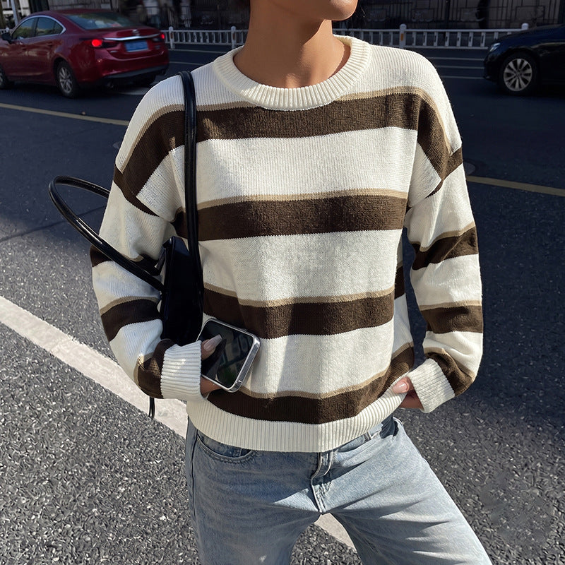 Damen Modischer Strickpullover mit Streifen Nord Taschen