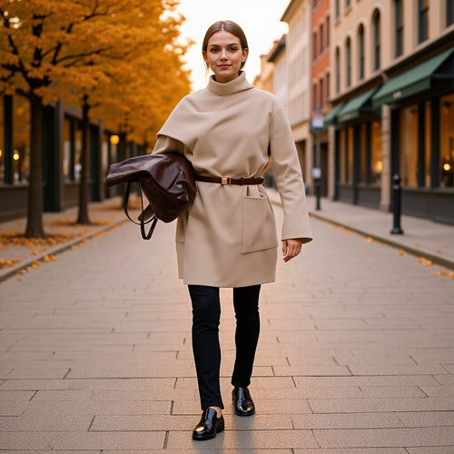 Damen Oversize-Mantel mit Stehkragen, asymmetrischem Überwurf und aufgesetzter Tasche Nord Taschen