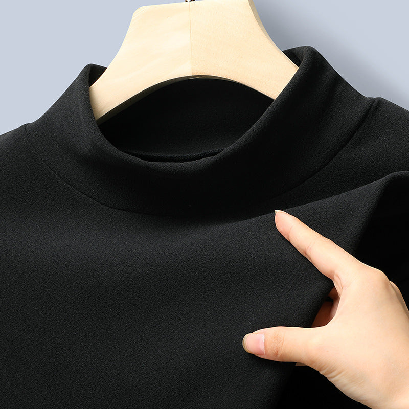 Damen Feines Stretch-Mockneck-Langarmshirt mit engem Stehkragen Nord Taschen