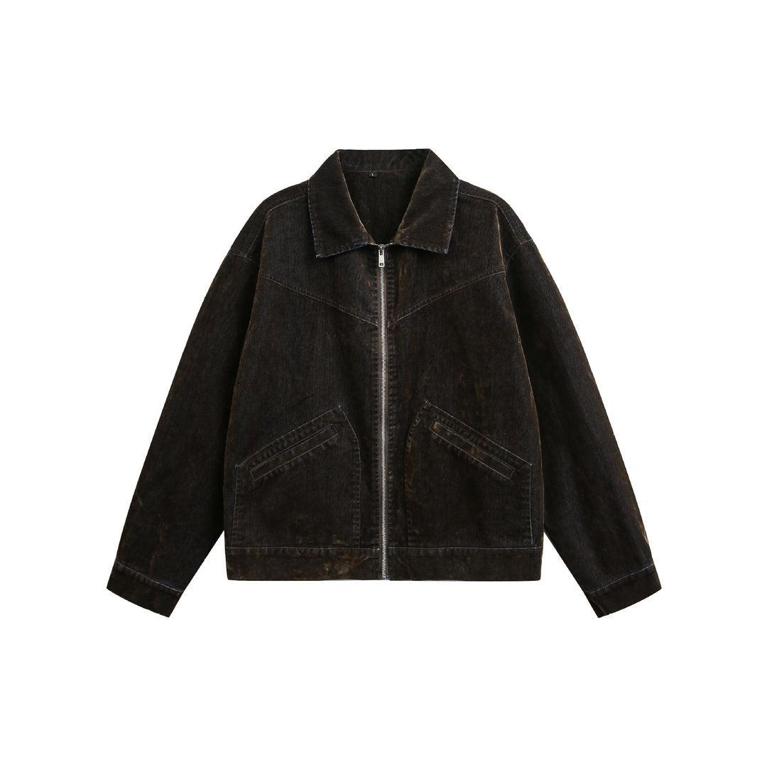 Unisex Boxy-Blousonjacke aus Velours-Suede-Optik mit durchgehendem Reißverschluss und Pattentaschen Nord Taschen