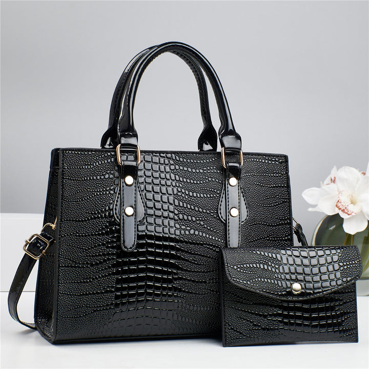 Damen elegante Handtasche mit Kroko-Prägung und abnehmbarer Clutch Nord Taschen