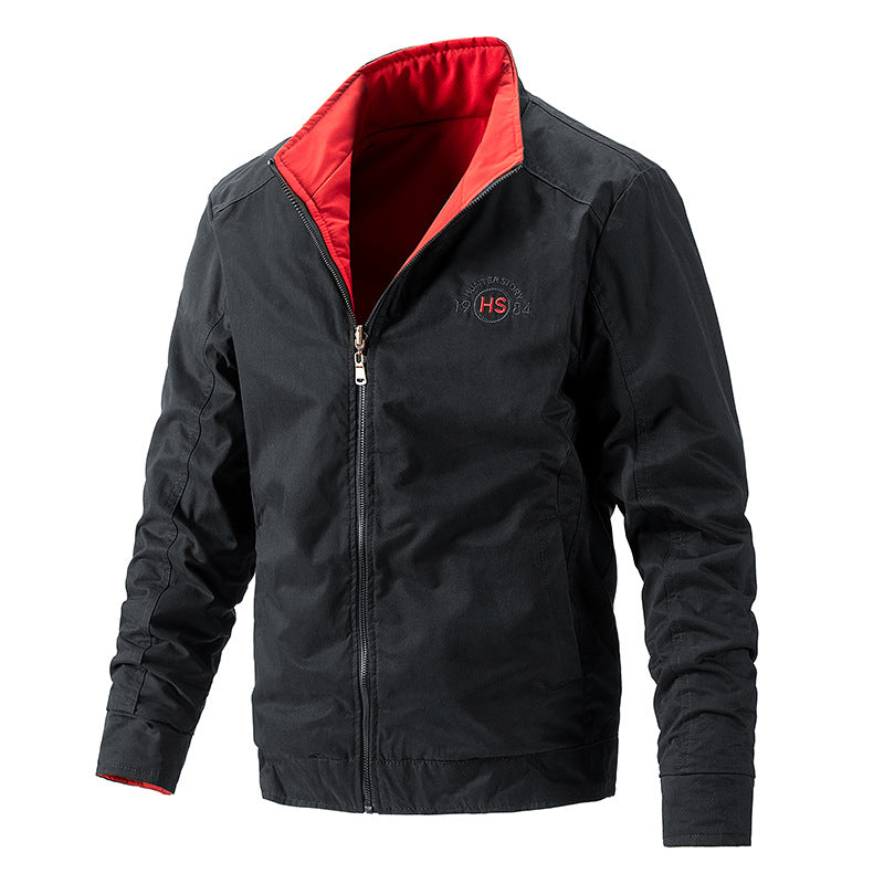 Herren Leichte wasserabweisende Zip-Jacke mit Stehkragen und kontrastiertem Futter Nord Taschen