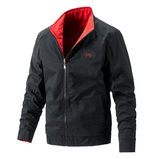 Herren Leichte wasserabweisende Zip-Jacke mit Stehkragen und kontrastiertem Futter Nord Taschen