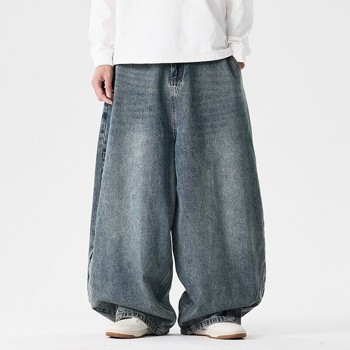 Herren extremweit geschnittene Baggy-Jeans mit tiefem Schritt und ballonförmigem Saum Nord Taschen