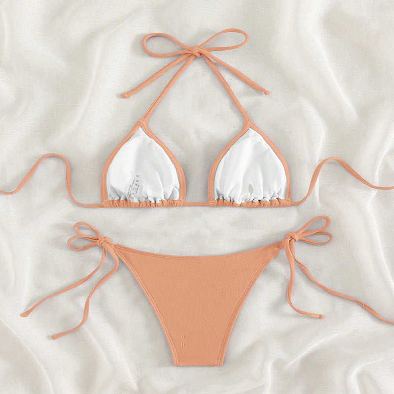Damen Triangel-Bikini mit verstellbaren BindNord Taschenändern und hohem Beinausschnitt