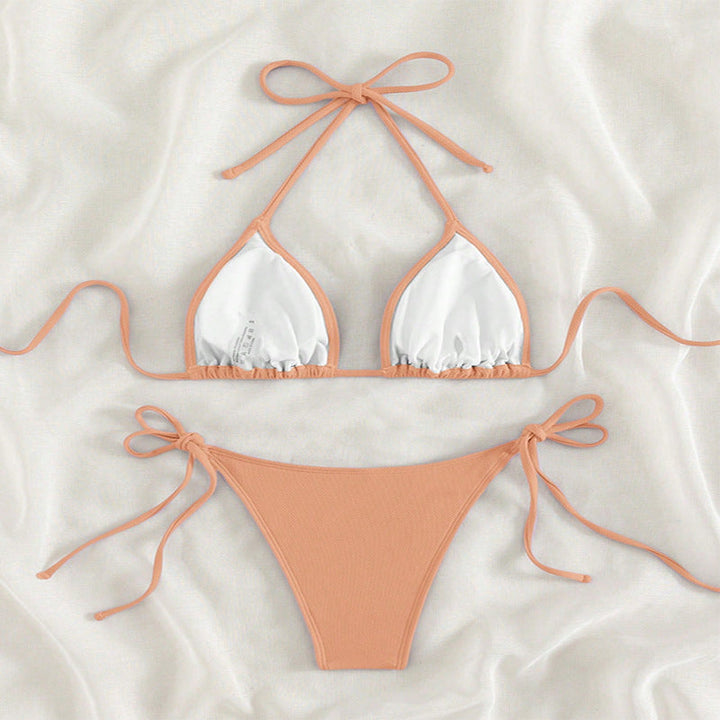 Damen Triangel-Bikini mit verstellbaren BindNord Taschenändern und hohem Beinausschnitt
