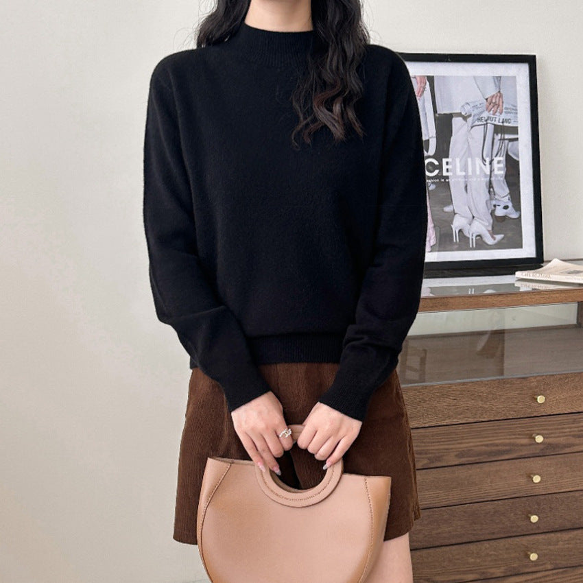 Damen Feiner Feinstrick-Pullover mit kurzem Stehkragen und Kaschmir-Optik Nord Taschen