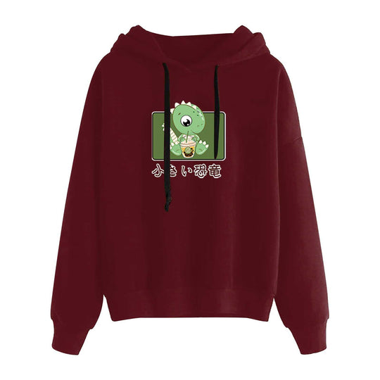 Damen nan kurz geschnittener Cropped-Kapuzenpullover mit niedlicher Frosch-Illustration und verstellbarer Kapuze Nord Taschen