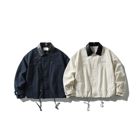 Herren Fieldjacke im Boxy‑Cut mit Lederkragen und Kordelzug Nord Taschen