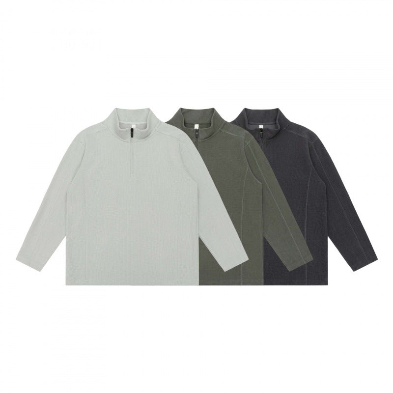 Unisex Texturierter Half‑Zip‑Strickpullover im Boxy‑Schnitt mit Stehkragen Nord Taschen