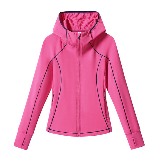 Damen Leichte Softshell-Kapuzenjacke mit ergonomischen Kontrastnähten und Daumenloch Nord Taschen