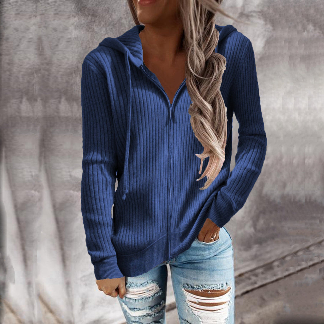 Damen Kapuzenjacke aus strukturiertem Material mit praktischen Taschen