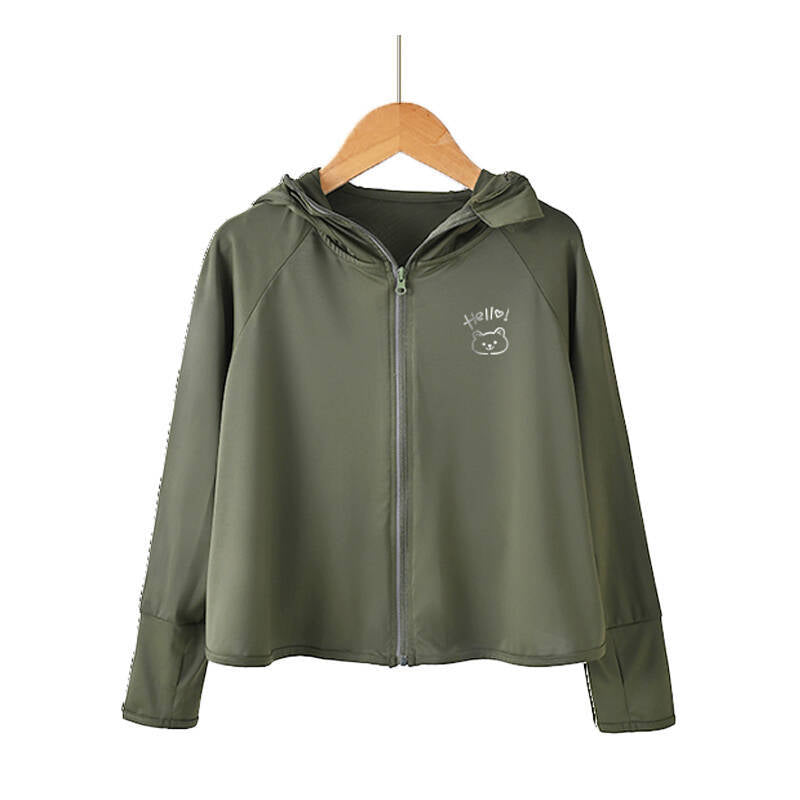 Unisex nan atmungsaktive Kinder-UV-Schutzjacke mit A-Linien-Schnitt, Kapuze und Daumenlöchern  Nord Taschen