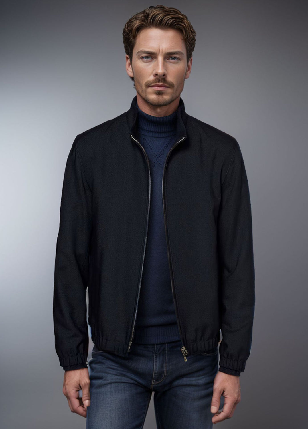 Herren Leichte Zip-Übergangsjacke mit Stehkragen und minimalen Nähten Nord Taschen