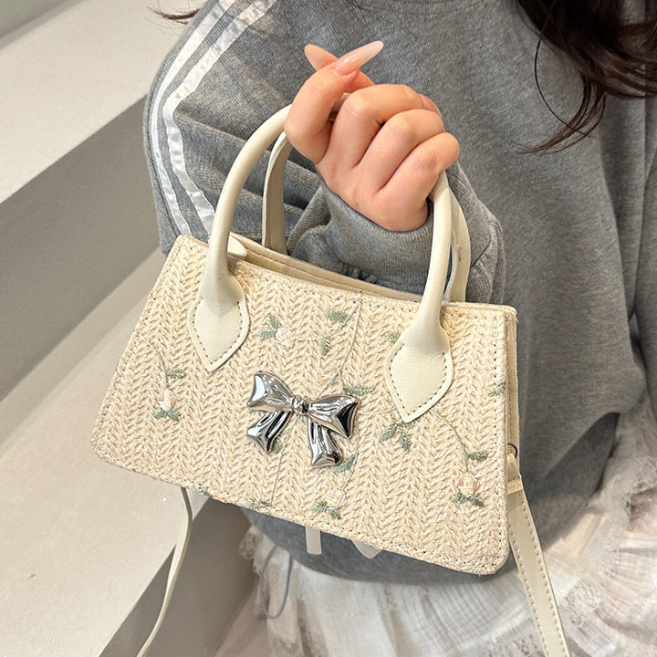 Damen Mini-Tasche mit floralem eingewebtem Design und stilvollem Schleifendetail Nord Taschen