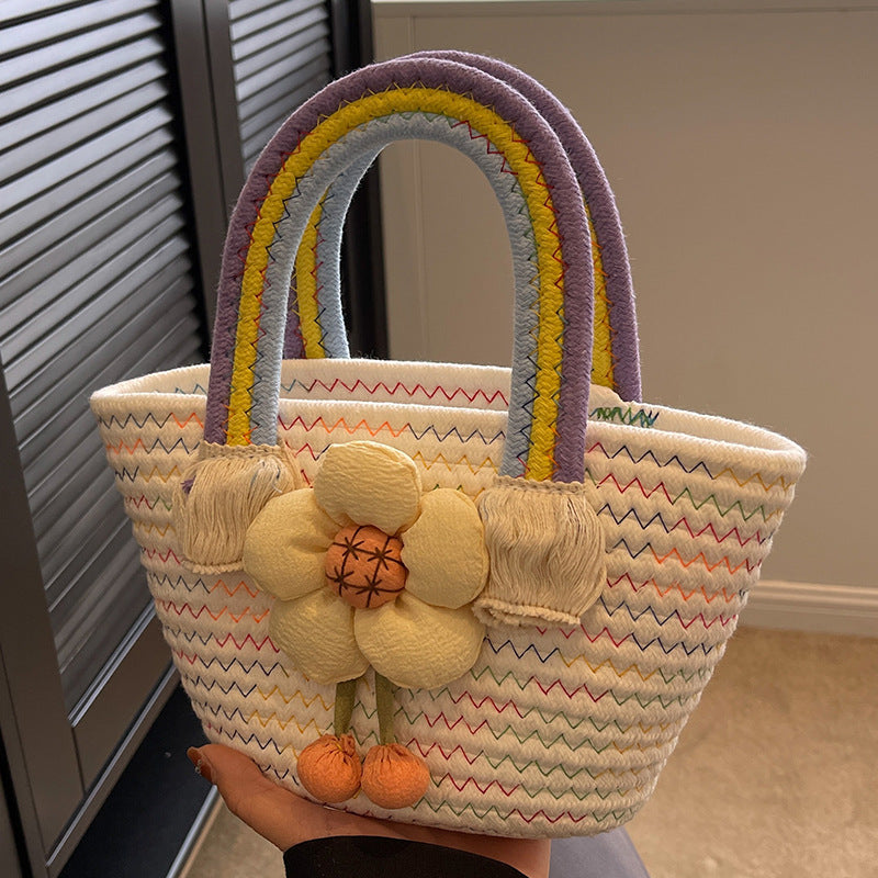 Damen strukturierte Handtasche mit buntem Blumendesign Nord Taschen
