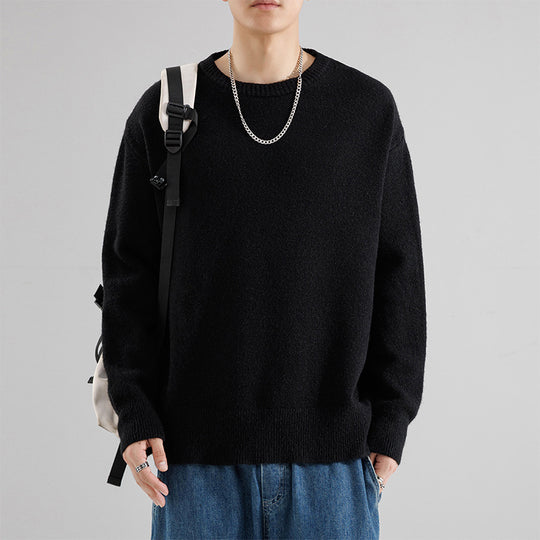 Herren Oversize Rundhalspullover aus weichem Feinstrick Nord Taschen