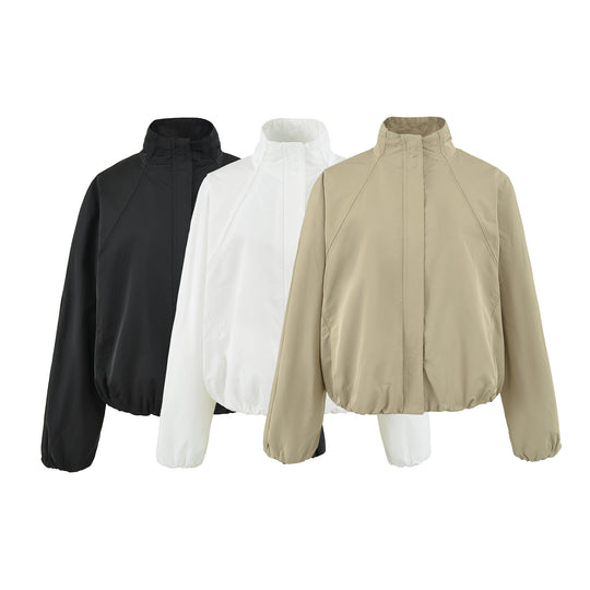 Damen Leichte Regen- und Windjacke mit Stehkragen, verdecktem Reißverschluss und elastischem Saum Nord Taschen