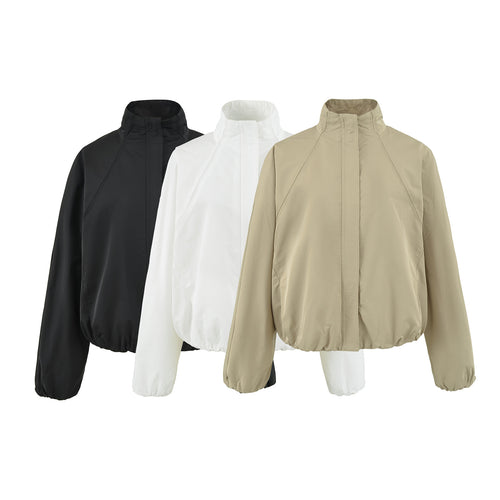 Damen Leichte Regen- und Windjacke mit Stehkragen, verdecktem Reißverschluss und elastischem Saum Nord Taschen