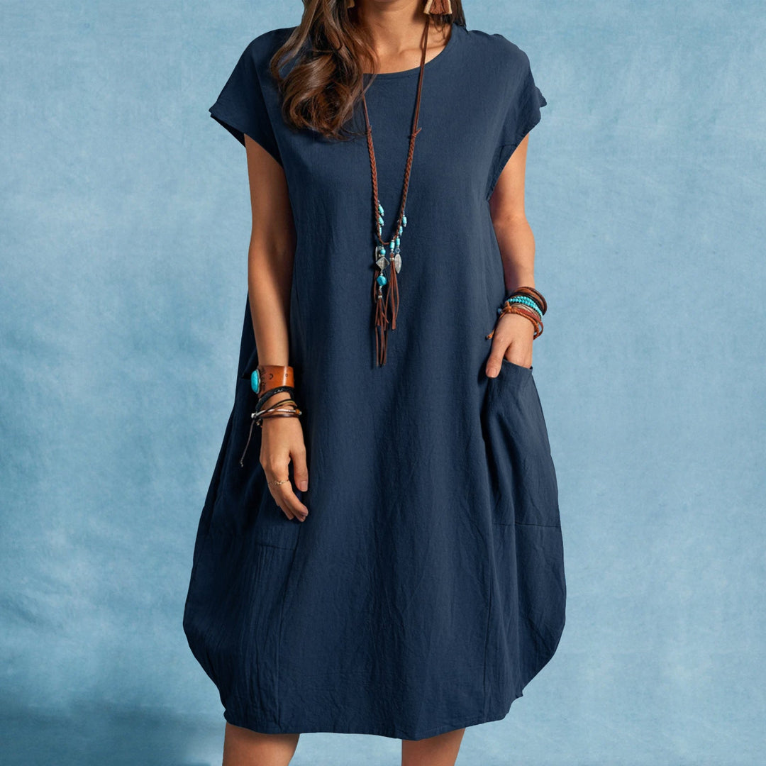 Damen luftiges Sommerkleid mit praktischen Taschen und modernem Schnitt